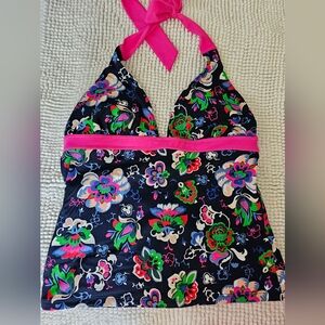 BODEN Positano Floral Halter Tankini Swimsuit Top Size 8